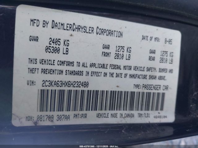 2006 CHRYSLER 300C 2C3KA63HX6H232480 Photo 8