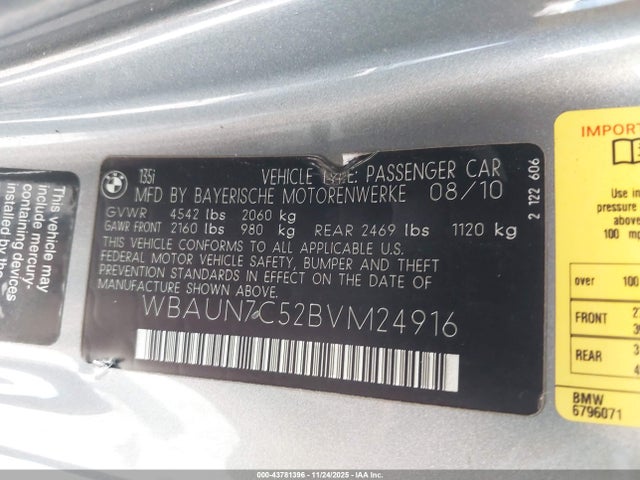 2011 BMW 135I WBAUN7C52BVM24916 Photo 8