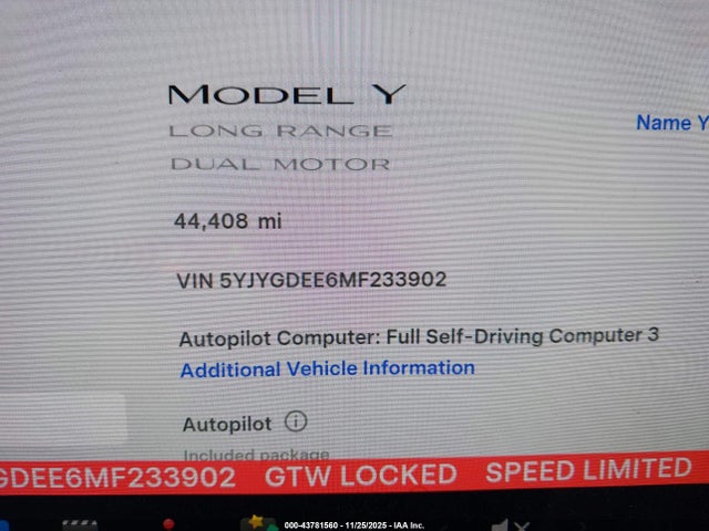 2021 TESLA MODEL Y 5YJYGDEE6MF233902 Photo 6