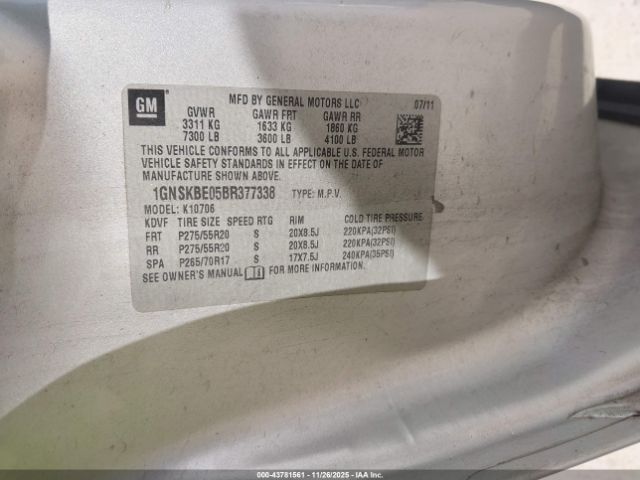 2011 CHEVROLET TAHOE 1GNSKBE05BR377338 Photo 8