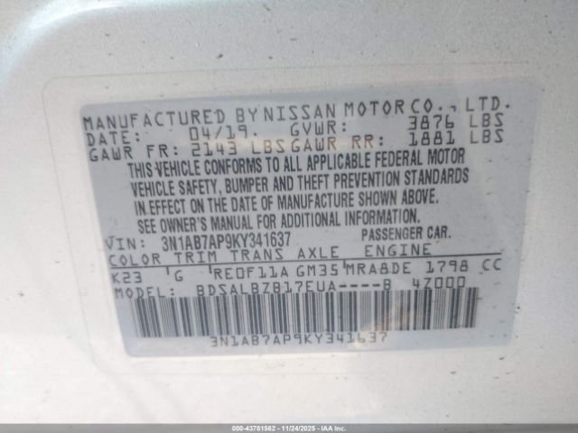 2019 NISSAN SENTRA 3N1AB7AP9KY341637 Photo 8
