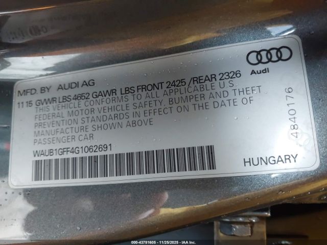 2016 AUDI S3 WAUB1GFF4G1062691 Photo 8