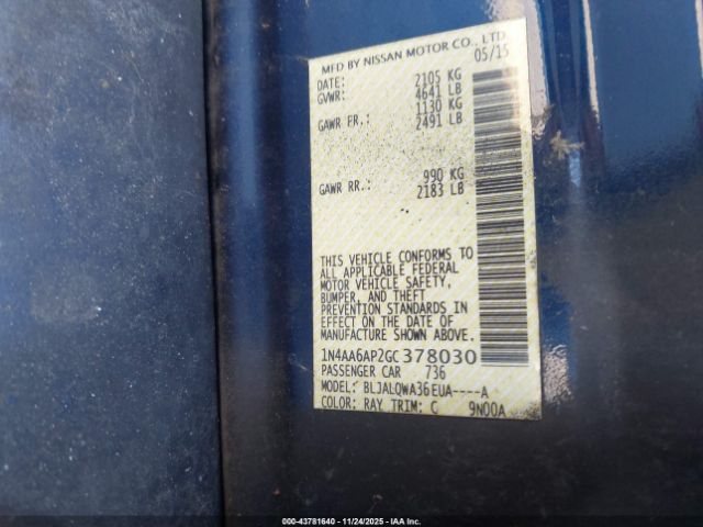 2016 NISSAN MAXIMA 1N4AA6AP2GC378030 Photo 8