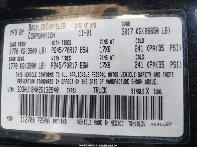 2002 DODGE RAM 1500 3D3HU18N02G132940 Photo 8