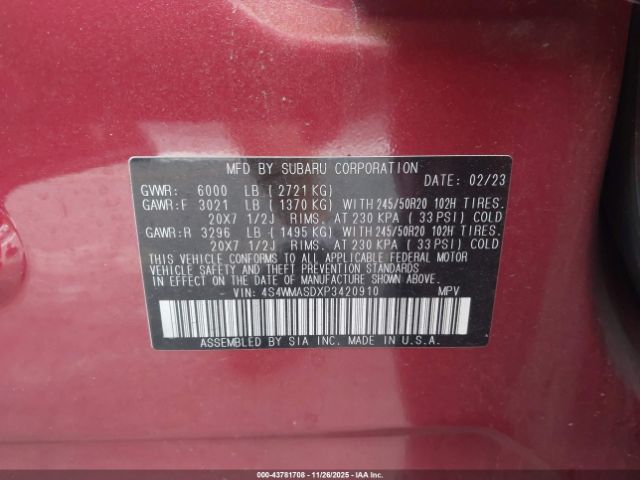 2023 SUBARU ASCENT 4S4WMASDXP3420910 Photo 8
