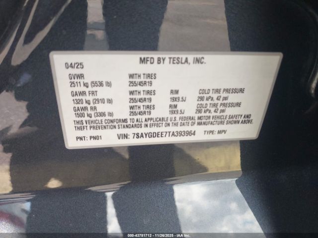 2026 TESLA MODEL Y 7SAYGDEE7TA393964 Photo 8