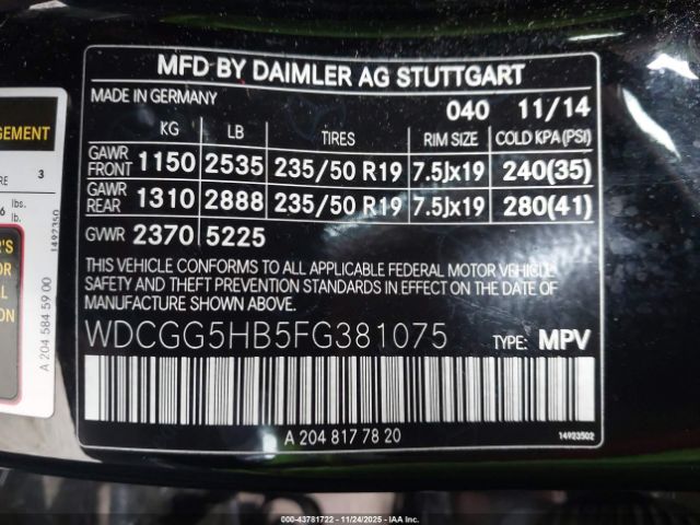 2015 MERCEDES-BENZ GLK 350 WDCGG5HB5FG381075 Photo 8