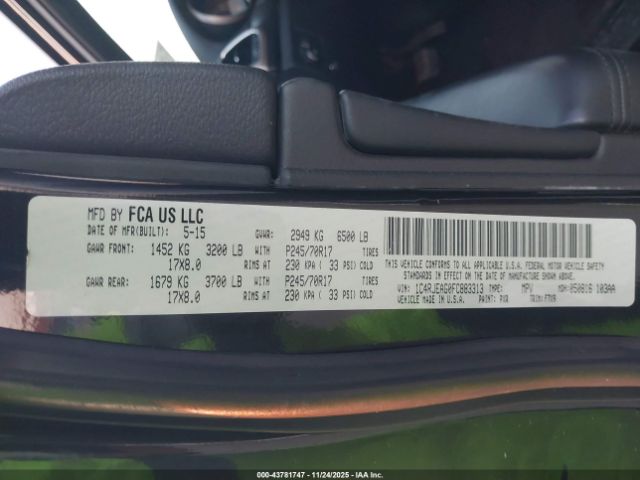 2015 JEEP GRAND CHEROKEE 1C4RJEAG0FC883313 Photo 8