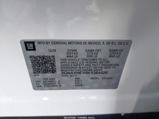 2019 CHEVROLET EQUINOX 3GNAXHEV0KS564429 Photo 8