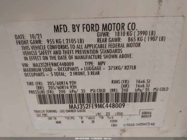 2021 FORD ECOSPORT MAJ3S2FE9MC448009 Photo 8