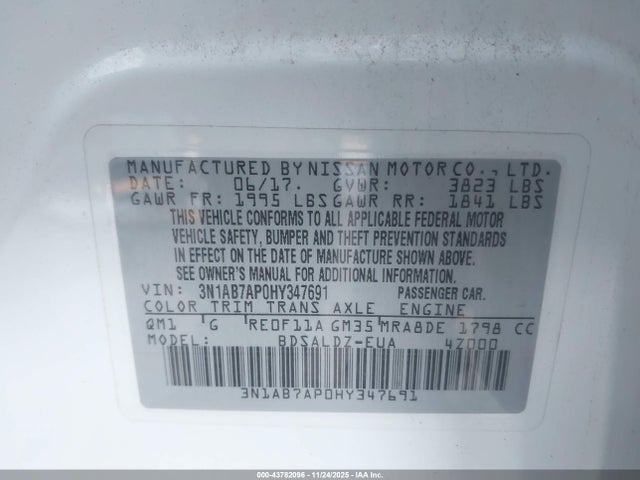 3N1AB7AP0HY347691 Nissan SENTRA SV