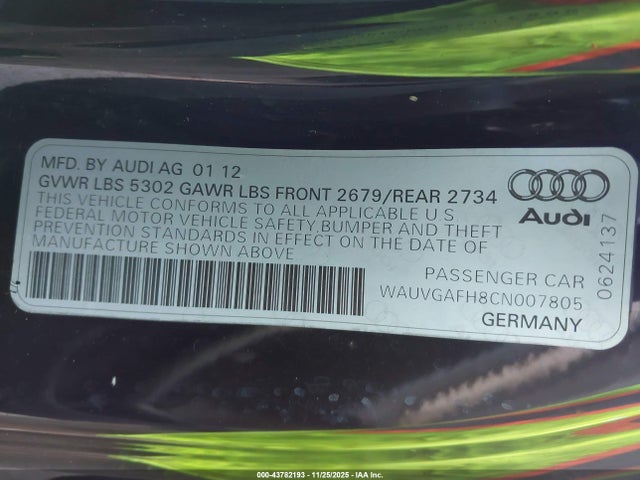 2012 AUDI S5 WAUVGAFH8CN007805 Photo 8