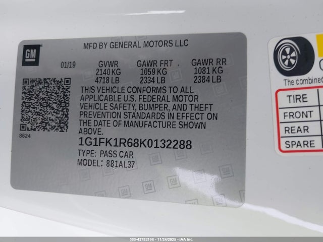 1G1FK1R68K0132288 Chevrolet CAMARO ZL1