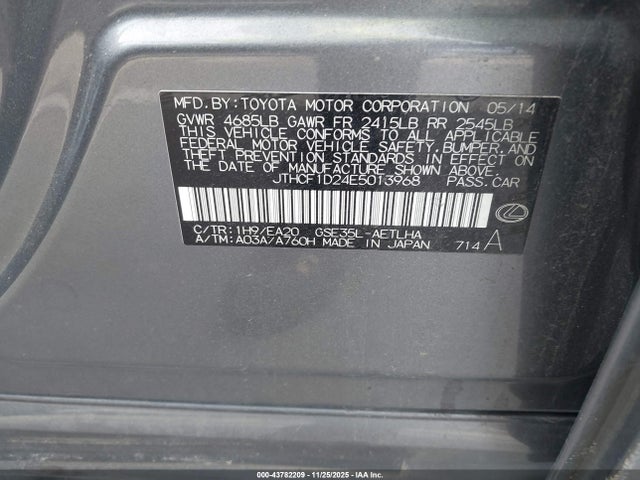 2014 LEXUS IS 250 JTHCF1D24E5013968 Photo 8