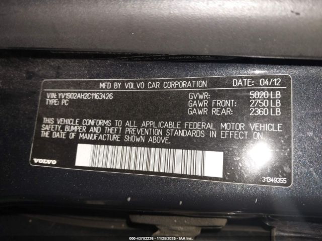 2012 VOLVO S80 YV1902AH2C1163426 Photo 8