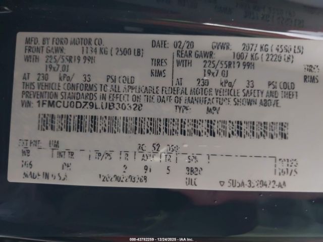 2020 FORD ESCAPE 1FMCU0DZ9LUB30328 Photo 8