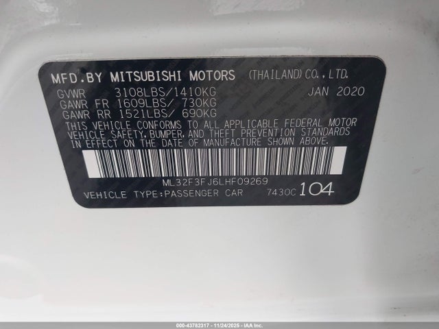 2020 MITSUBISHI MIRAGE G4 ML32F3FJ6LHF09269 Photo 8