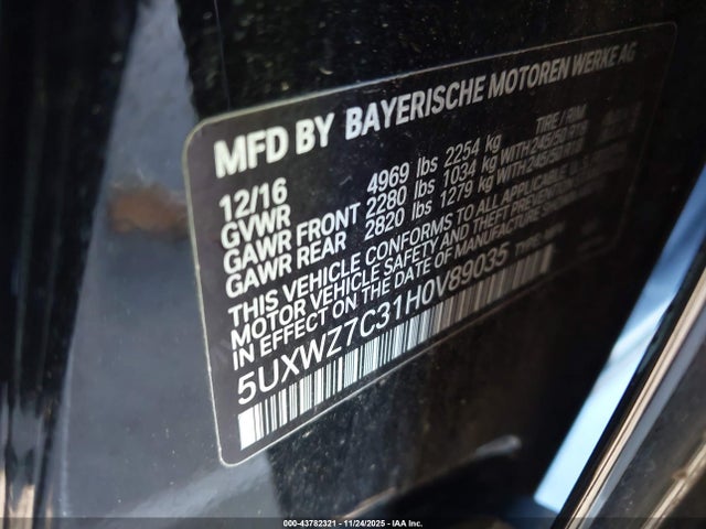 5UXWZ7C31H0V89035 BMW X3 Sdrive28i