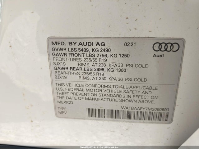 2021 AUDI Q5 WA1BAAFY7M2060693 Photo 8