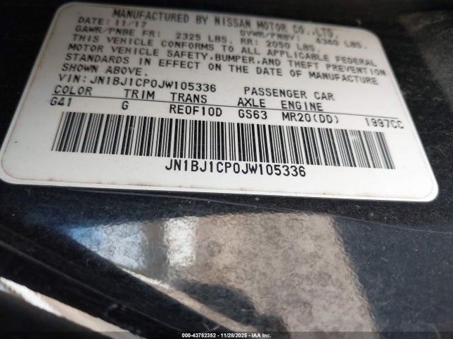 JN1BJ1CP0JW105336 Nissan Rogue Sport S