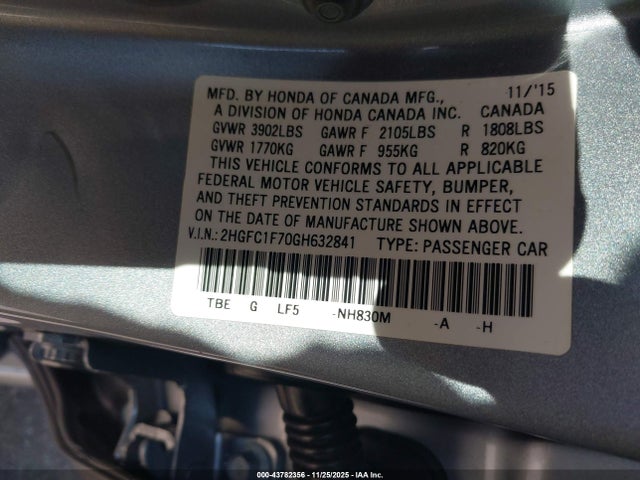 2HGFC1F70GH632841 Honda Civic Ex-l