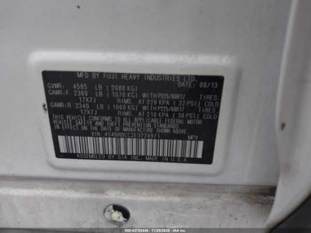 2014 SUBARU OUTBACK 4S4BRBCC2E3224971 Photo 8