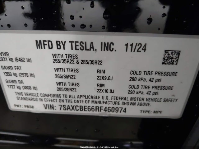 2024 TESLA MODEL X 7SAXCBE66RF460974 Photo 8