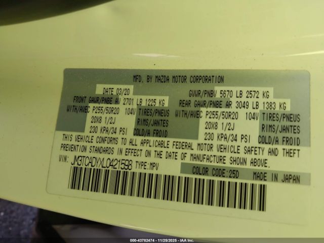 2020 MAZDA CX-9 JM3TCADYXL0421598 Photo 8