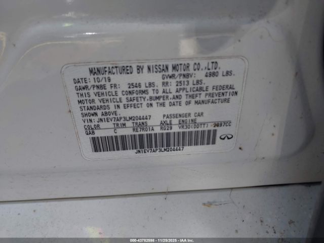 2020 INFINITI Q50 JN1EV7AP3LM204447 Photo 8