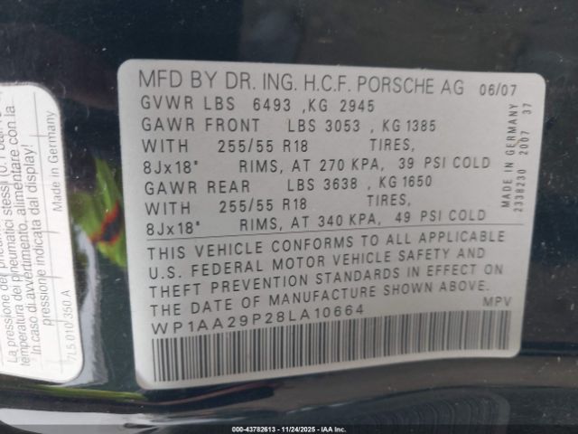 2008 PORSCHE CAYENNE WP1AA29P28LA10664 Photo 8