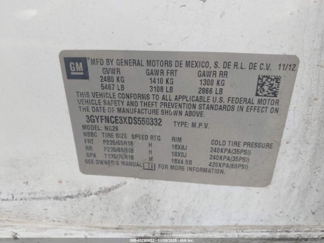 2013 CADILLAC SRX 3GYFNCE3XDS550332 Photo 8