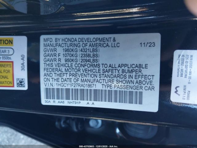 2024 HONDA ACCORD 1HGCY1F27RA018671 Photo 8
