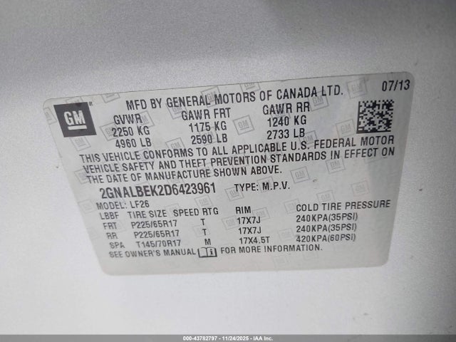 2013 CHEVROLET EQUINOX 2GNALBEK2D6423961 Photo 8