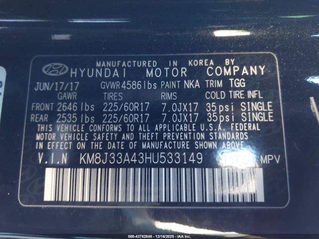2017 HYUNDAI TUCSON KM8J33A43HU533149 Photo 8