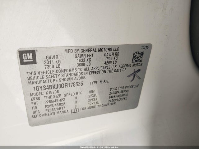 2016 CADILLAC ESCALADE 1GYS4BKJ0GR178635 Photo 8