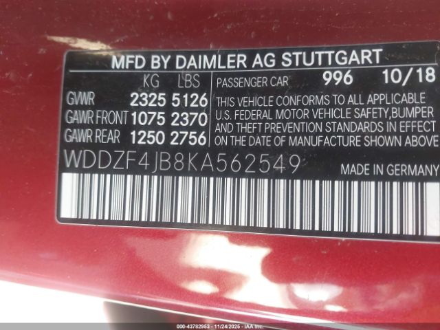 2019 MERCEDES-BENZ E 300 WDDZF4JB8KA562549 Photo 8