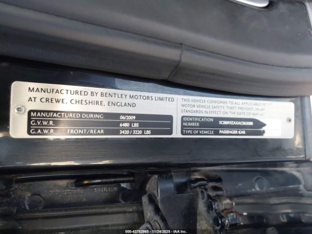 2010 BENTLEY CONTINENTAL FLYING SPUR SCBBR9ZAXAC063088 Photo 8
