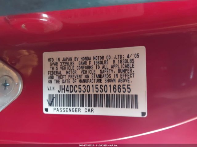 2005 ACURA RSX JH4DC53015S016655 Photo 8