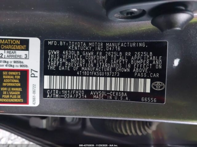 2016 TOYOTA CAMRY HYBRID 4T1BD1FK5GU197273 Photo 8