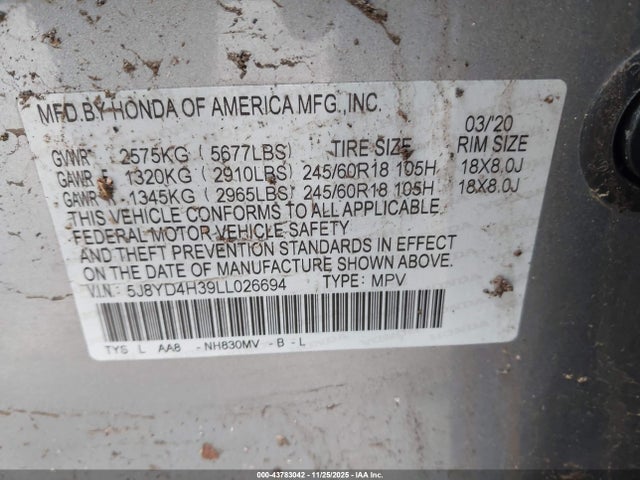 2020 ACURA MDX 5J8YD4H39LL026694 Photo 8
