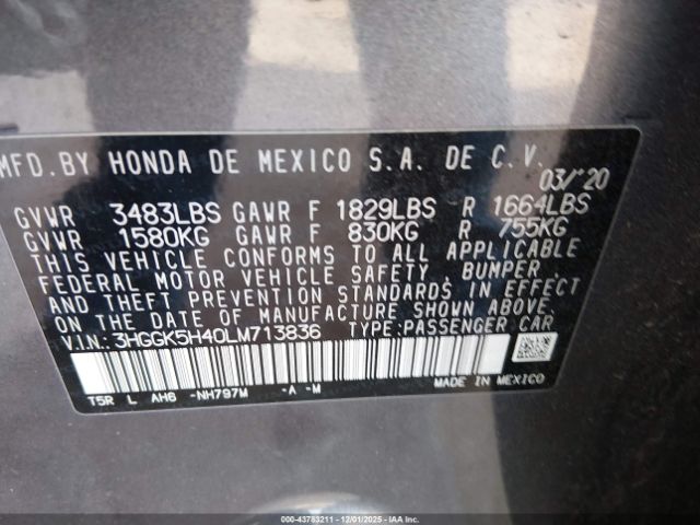 2020 HONDA FIT 3HGGK5H40LM713836 Photo 8