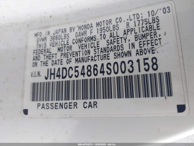 2004 ACURA RSX JH4DC54864S003158 Photo 8