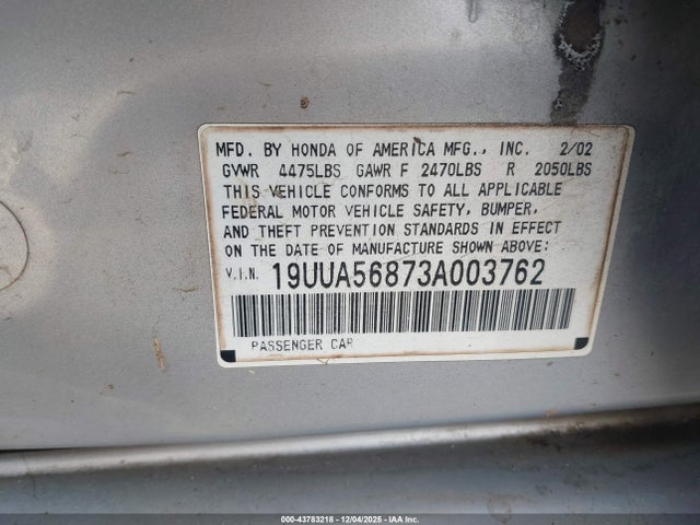 2003 ACURA TL 19UUA56873A003762 Photo 8