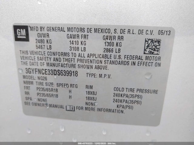 2013 CADILLAC SRX 3GYFNCE33DS639918 Photo 8