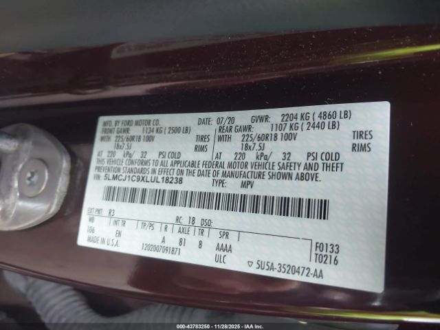 2020 LINCOLN CORSAIR 5LMCJ1C9XLUL18238 Photo 8