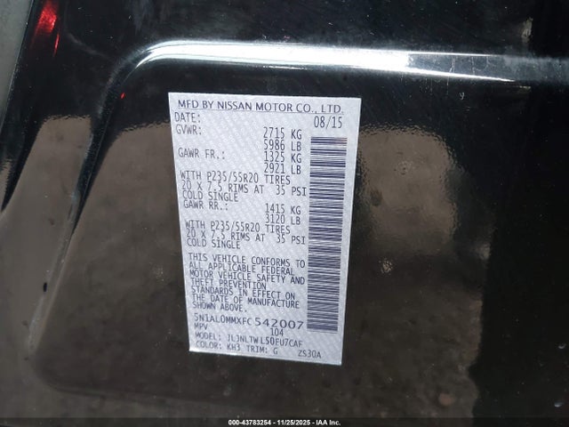 5N1AL0MMXFC542007 Infiniti QX60