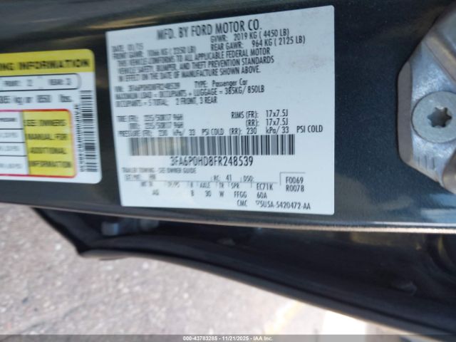2015 FORD FUSION 3FA6P0HD8FR248539 Photo 8