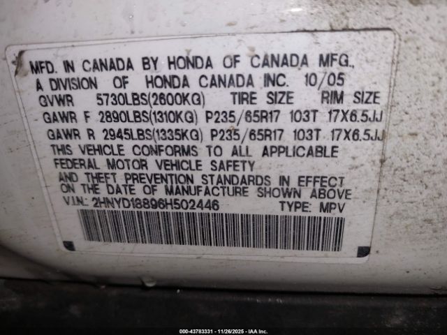 2006 ACURA MDX 2HNYD18896H502446 Photo 8