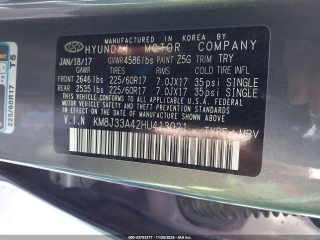 2017 HYUNDAI TUCSON KM8J33A42HU413021 Photo 8