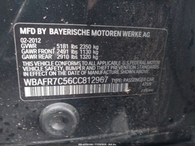 2012 BMW 535I WBAFR7C56CC812967 Photo 8